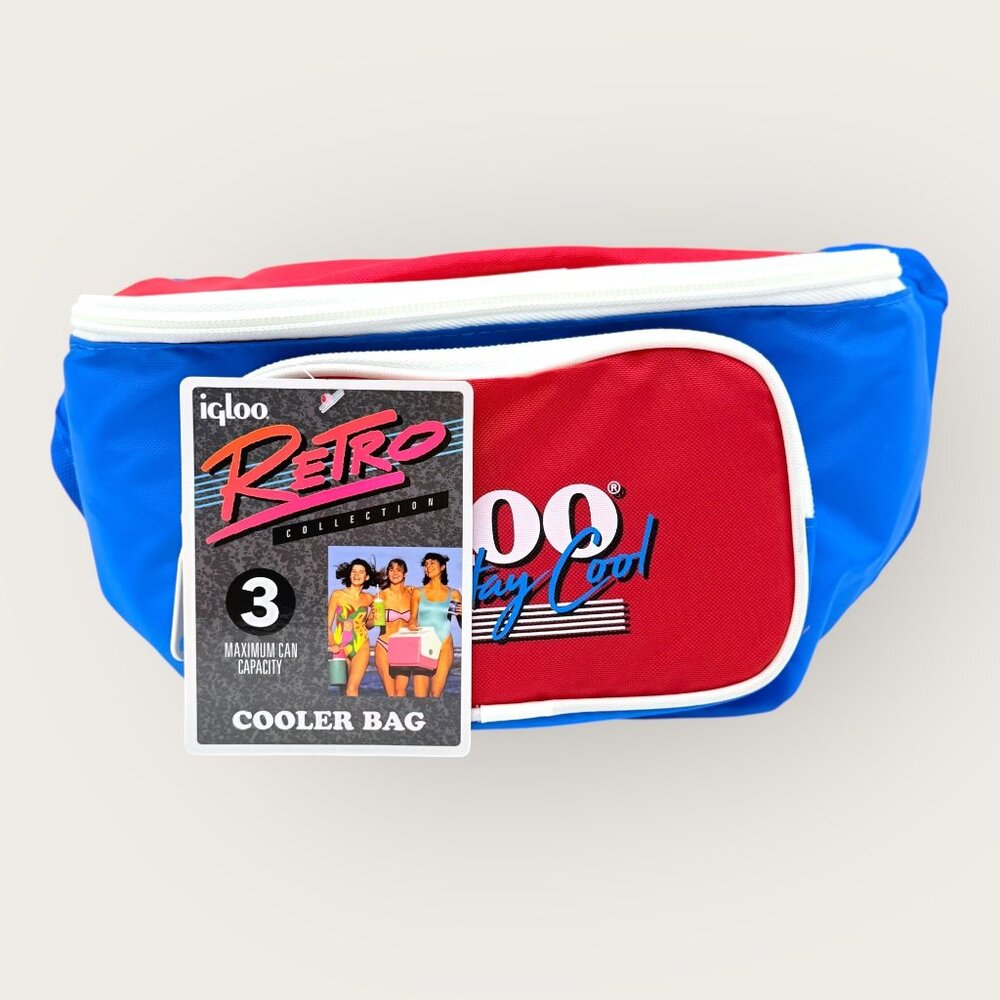 New Igloo Retro Cooler Bag 3 Can Maximum Capacity Blue Red White Vintage Style